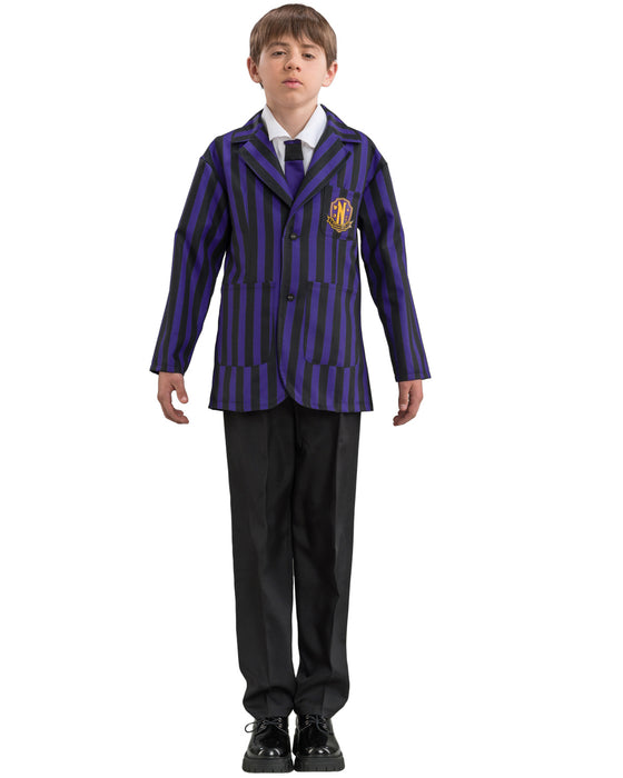 Wednesday Filmkostüm "Xavier" für Jungen | Schuluniform Schwarz Lila - Addams Family