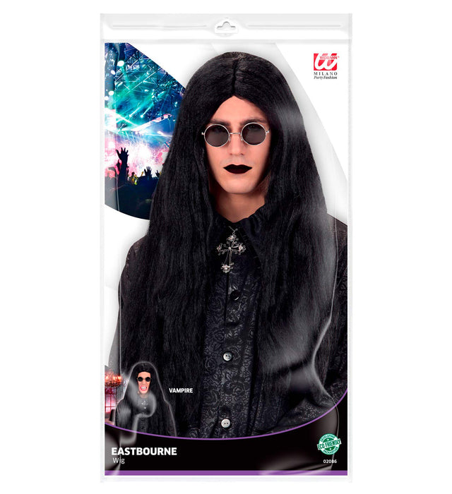 Vampir Langhaar Perücke "Eastbourne" für Herren | Schwarz