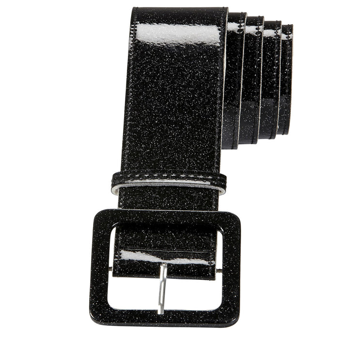 Glitzer Lack Gürtel für Erwachsene 120,0 x 5,5 cm - 04624 | Schwarz