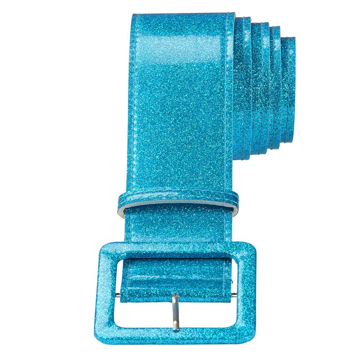 Glitzer Lack Gürtel für Erwachsene 120,0 x 5,5 cm - 04628 | Türkis Blau