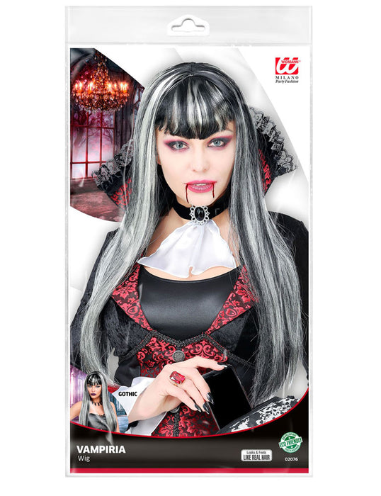 Vampir Langhaar Perücke "Vampiress" für Damen 02076 | Grau