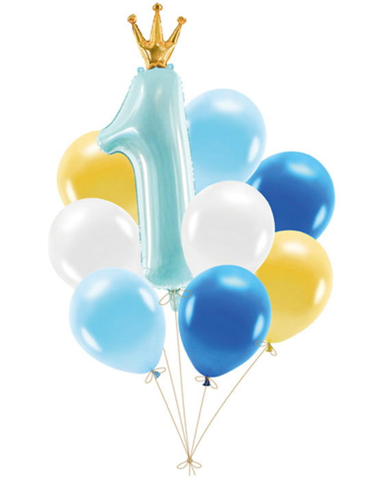 Ballon Set "1. Geburtstag" Junge | Blau - 30x92 cm - 9St.