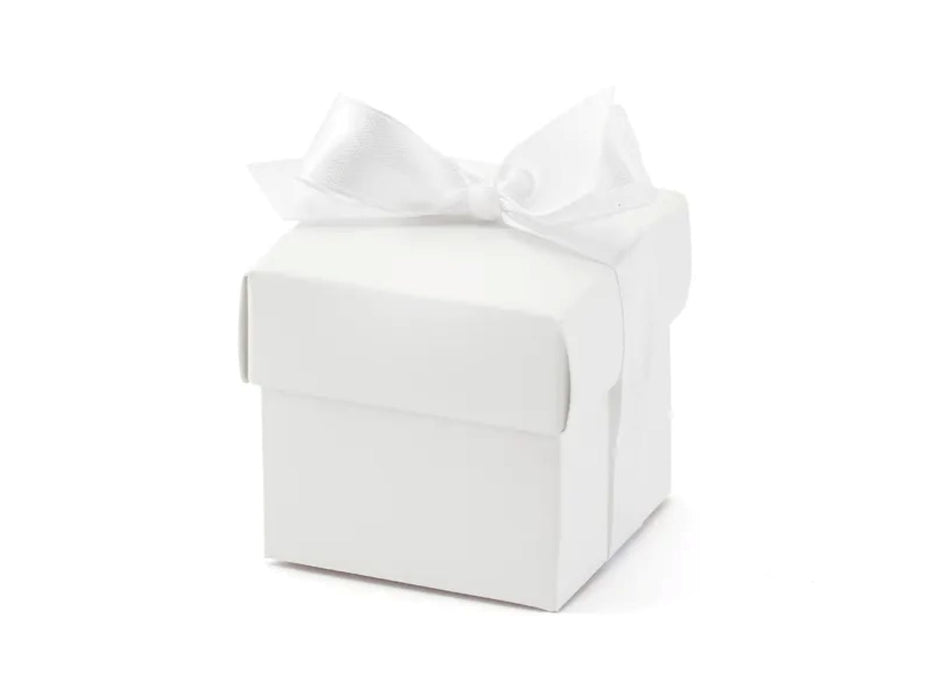 Geschenkbox mit Schleife 5,2x5,2x5,2 cm | 10 Stück Weiß