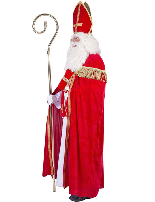 Heiliger Bischof Sankt Nikolaus Kostüm für Herren mit Mitra | Rot Weiß