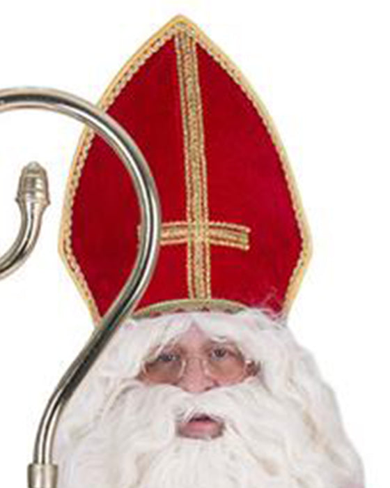 Heiliger Bischof Sankt Nikolaus Kostüm für Herren mit Mitra | Rot Weiß