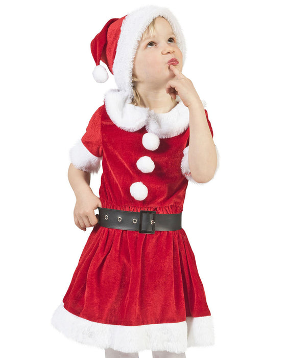 Weihnachtsmädchen Kostüm "Carol" für Kinder | Weihnachtsmann Kleid und Mütze