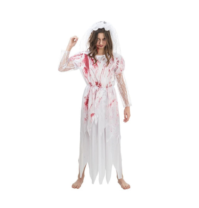 Geisterbraut Kostüm "Bloody Carmilla" für Mädchen | Weiß Rot