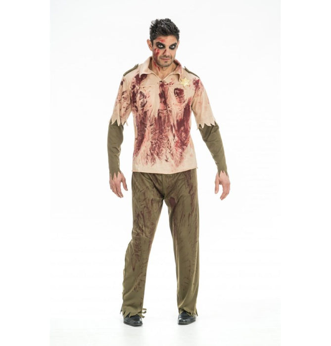 "Zombie Sheriff" Kostüm für Herren | Grün Rot