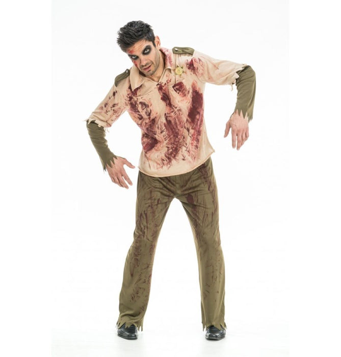 "Zombie Sheriff" Kostüm für Herren | Grün Rot