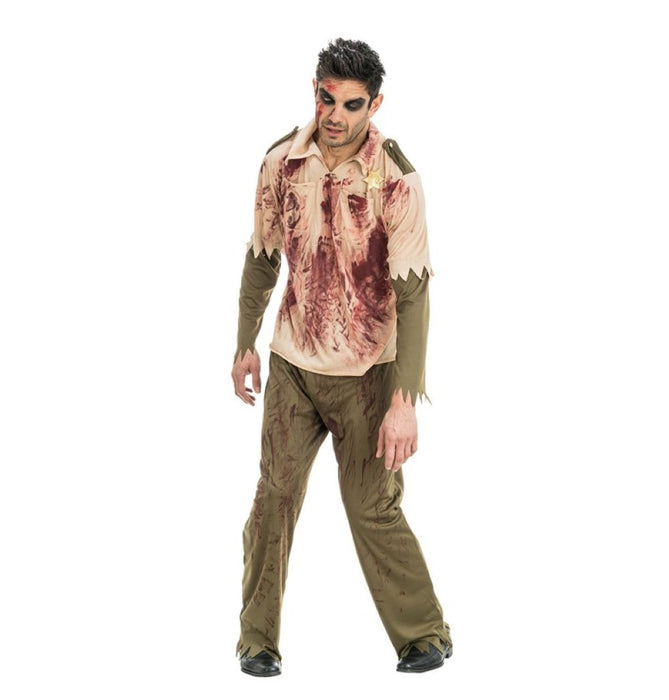 "Zombie Sheriff" Kostüm für Herren | Grün Rot