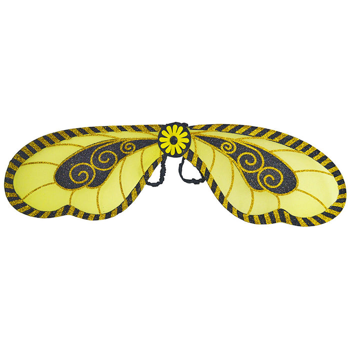 XL Bienen Flügel mit Glitzer 100 x 25 cm | Zubehör Bienenkostüm