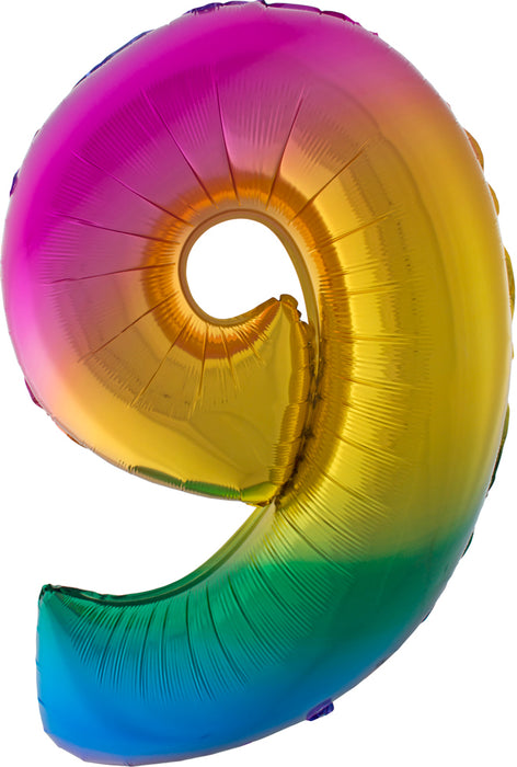 XXL Zahlen Folienballon 100 cm - Regenbogen 9