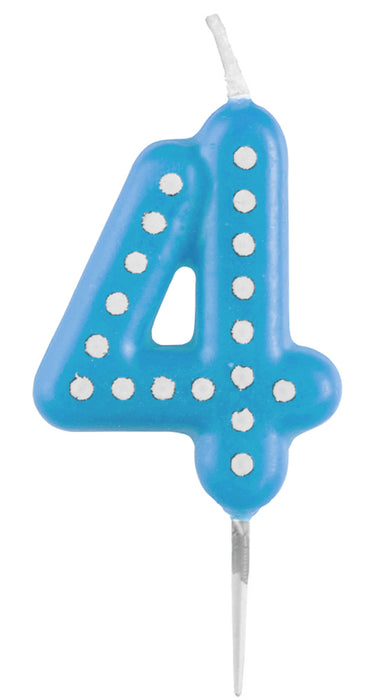 Zahlenkerze mit Punkten 6,5cm | Blau # 4