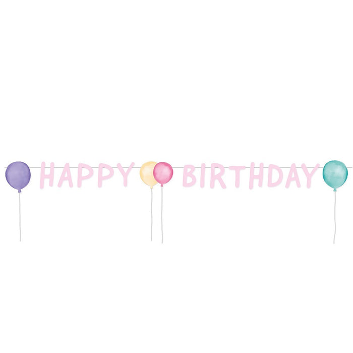 "Happy Birthday Pastell" Buchstaben Girlande Partykette - 150 x 13,8 cm