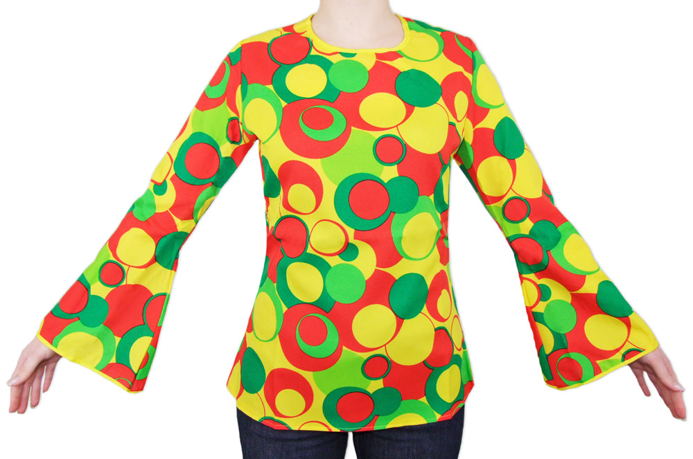 Hippie Shirt Daffy - Buntes Retro Clown Oberteil für Damen
