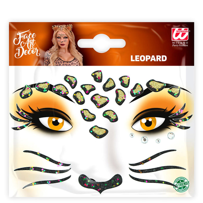 Face Art Decor Glitzer Tattoo Sticker - Leopard | Gesichtssticker zum Kostüm