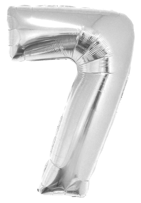 XXL Zahlen Folienballon 100 cm - Silber Zahl 7