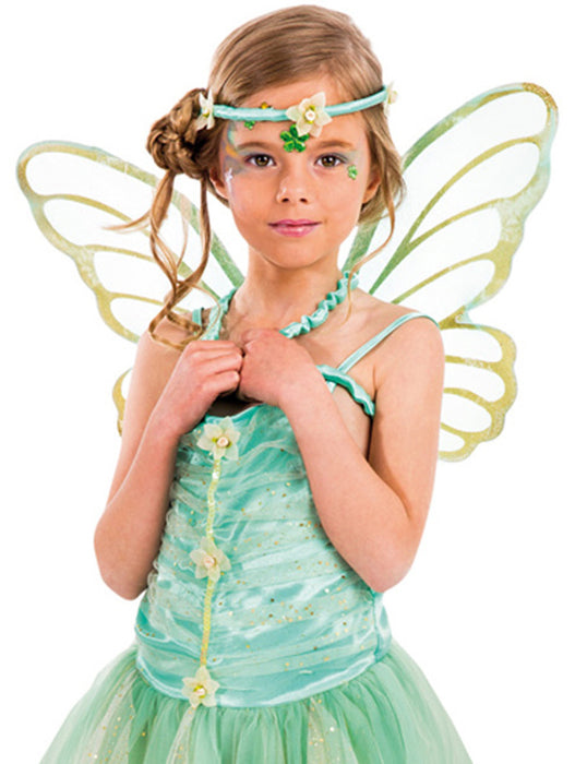 Feen Kostüm "Danae" für Mädchen - Grün Glitzer | Blumenfee Elfe Waldfee Kinder Verkleidung