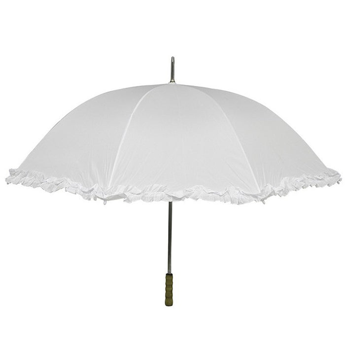Schirm mit Rüschen Ø 120 cm - Weiß | Regenschirm Sonnenschirm Hochzeit Party