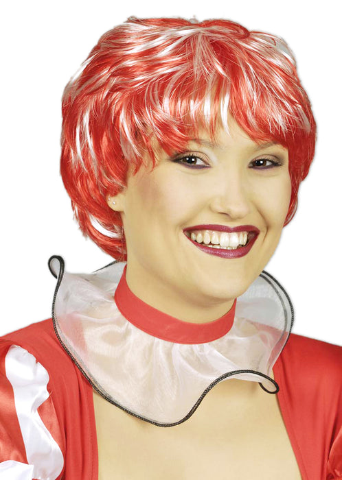 Kurzhaar Perücke Antonia Bubikopf Rot Weiß