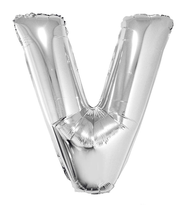 XXL Buchstaben Folienballon 100 cm - Silber Buchstabe V