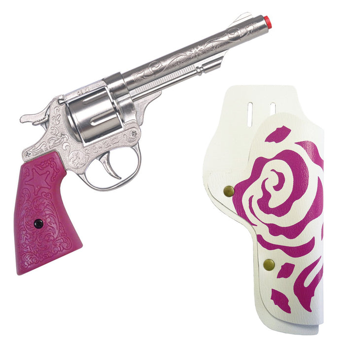 Gonher 180/2F Cowgirl Western Pistole - Gun Rosse - Silber Pink