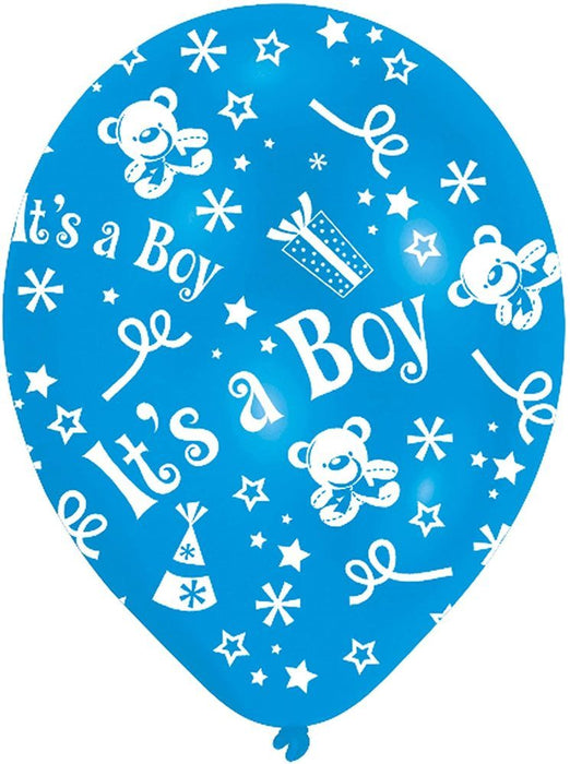"It´s a Boy" Latex Luftballons 27,5 cm Dekoration Babyparty Geburt - 6 Stück Blau Latexballons