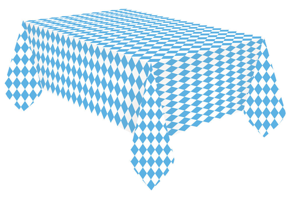 "Bierfest" Papiertischdecke mit bayerischem Rautenmuster Blau / Weiß - ca. 175 x 115 cm