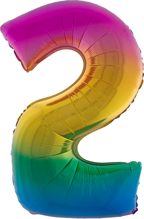 XXL Zahlen Folienballon 100 cm - Regenbogen 2
