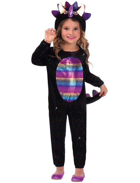 Dinosaurier Kostüm "Dazzling Dino" für Mädchen - Schwarz Pink | Kinderkostüm