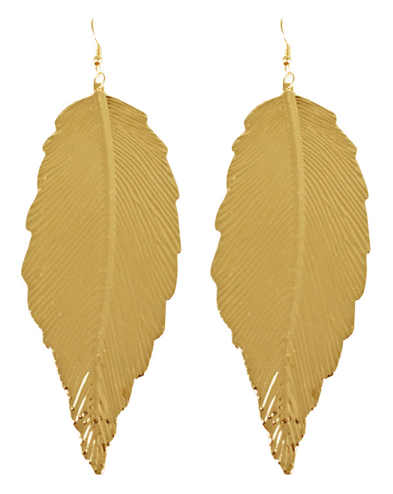 Goldene Feder Ohrringe - Modeschmuck zum Indianerin Kostüm