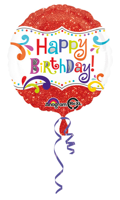 ABC18 Folienballon "Happy Birthday" Glitzer | Ø 43 cm