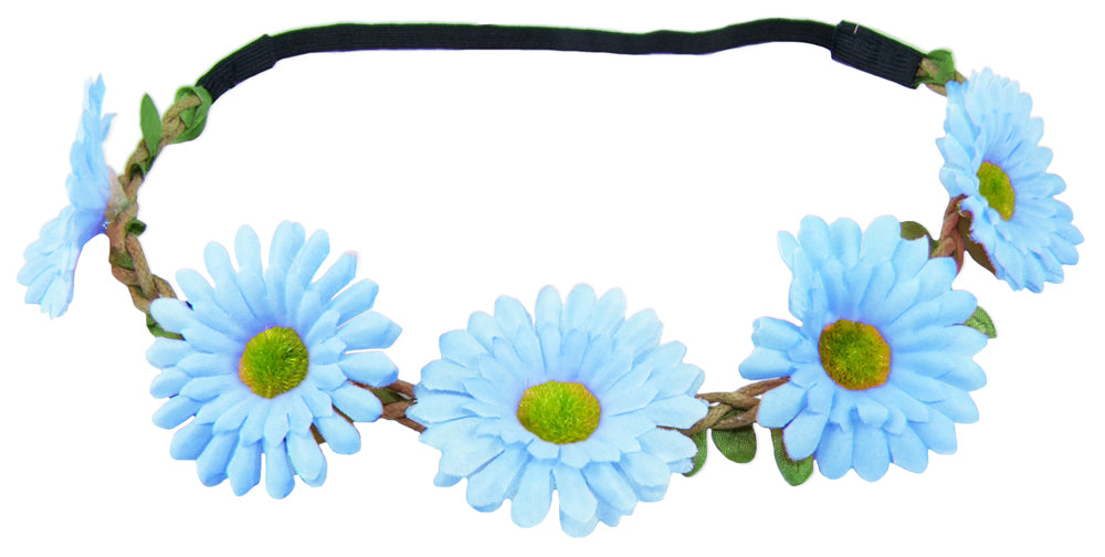Blumen Haarband mit Margeriten - Hellblau