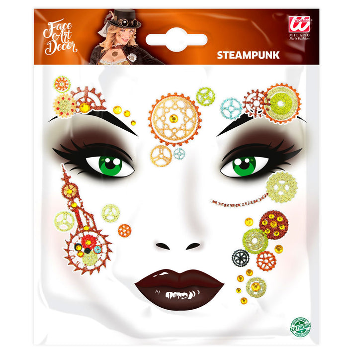 Face Art Decor Glitzer Tattoo Sticker - Steampunk | Gesichtssticker zum Kostüm