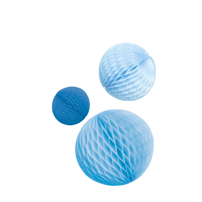 "Sky Blue" Wabenball Dekoration 3er Set - Blau