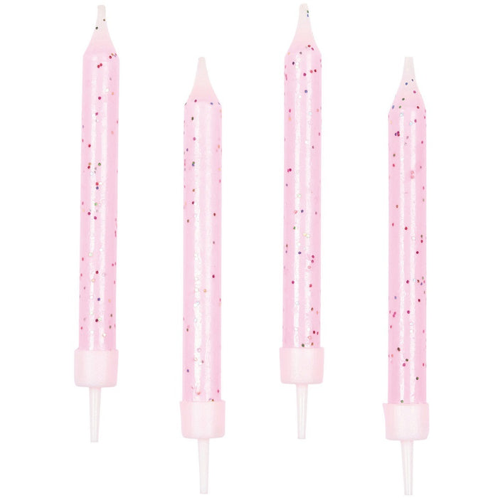 10 Spiralkerzen mit Glitzer - 6,3 cm Rosa - Geburtstag Party Dekoration
