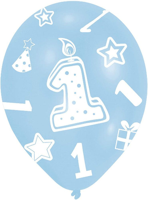 "1. Geburtstag" Latexballons Luftballons 27,5 cm Dekoration Party Junge - 6 Stück Blau