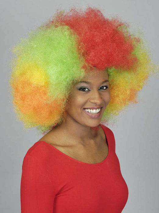 Riesen Afro Clown Perücke - Mehrfarbig