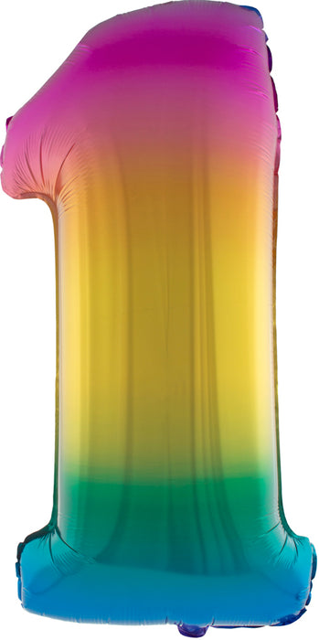 XXL Zahlen Folienballon 100 cm - Regenbogen 1