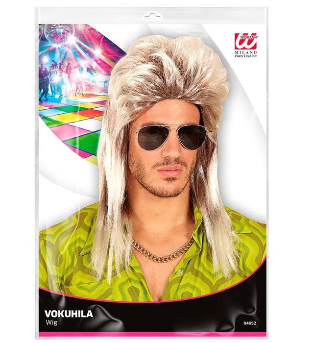 80er Jahre Rockstar Vokuhila Perücke für Herren - Blond