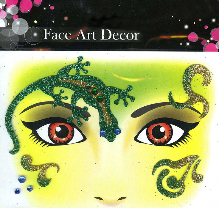 Face Art Decor Glitzer Tattoo Sticker Gecko