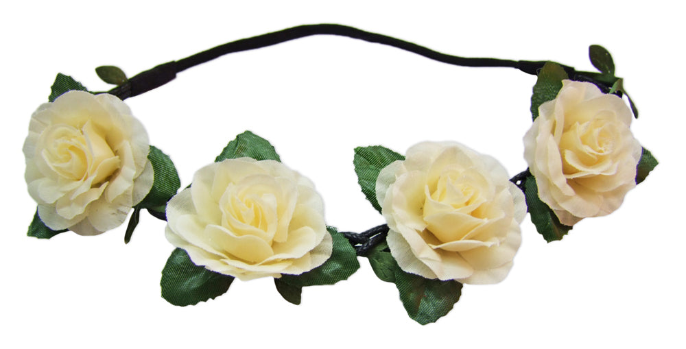 Blumen Haarband mit Rosen - Creme
