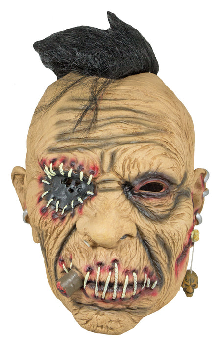 Zombie Irokese Maske mit zugenähtem Mund