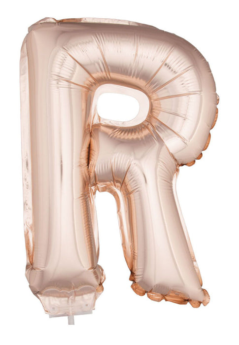 Buchstaben Folienballon mit Stab 41 cm - Roségold Buchstabe R