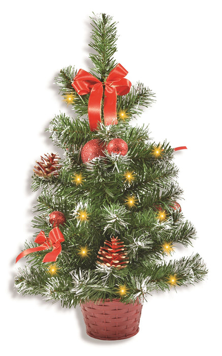 Geschmückter Weihnachtsbaum mit 20er LED Lichterkette - 50cm | 20259 - Rot