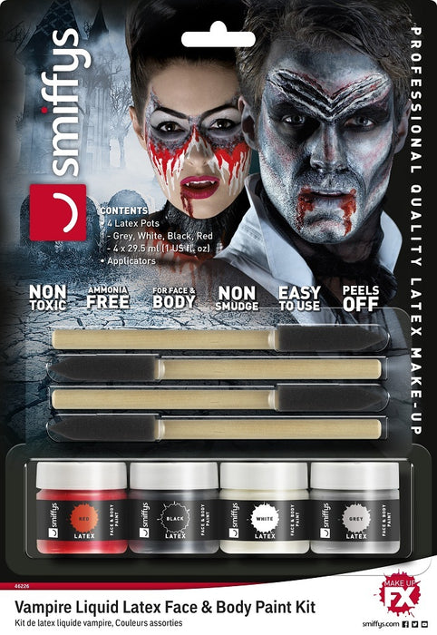 Flüssiglatex Set mit Applikator 4 x 29,5 ml - Vampir