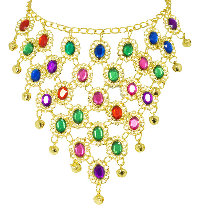 Bunte Strass Halskette - Modeschmuck Collier zu Orient Bollywood Kostümen