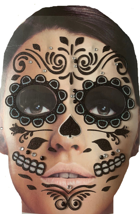 Gesichts-Tattoo Set Klebetattoos Black Roses