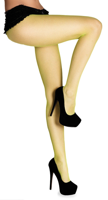 Damen Netzstrumpfhose - Fein - Neon Gelb