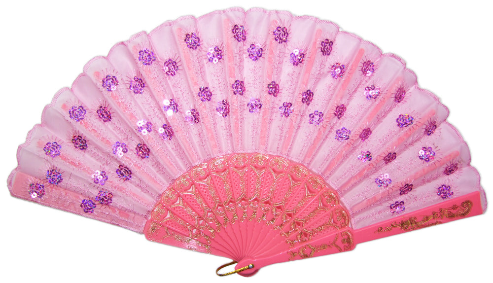 Barock Fächer mit Glitzer Pailletten Rosa